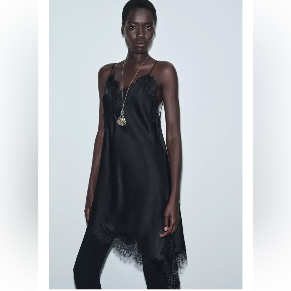 ZARA NWT ZW Collection Asymmetric Lace Dress - Picture 13 of 15